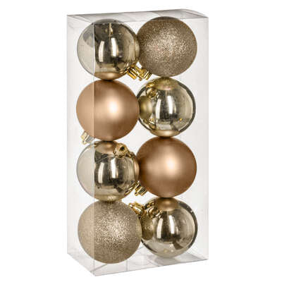 Kerstbal set van 8stuks D7cm goud