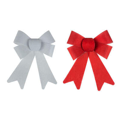 Glitterstrik rood/zilver 18cm 2 stuks