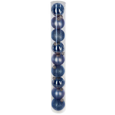Kerstbal set van 9stuks D6cm donkerblauw