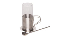Theeglas met houder en lepel
