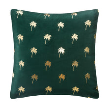 Afbeelding in Gallery-weergave laden, Kussen Green Velvet Golden Palms
