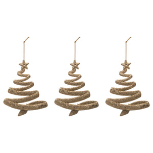 Hanger kerstboompjes champagne goud 3st.
