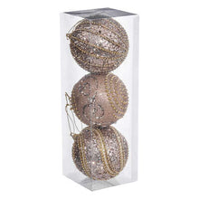 Afbeelding in Gallery-weergave laden, Kerstbal set van 3stuks D8cm goud Glamour
