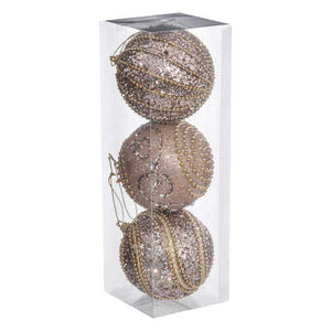 Kerstbal set van 3stuks D8cm goud Glamour