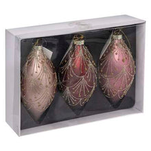 Afbeelding in Gallery-weergave laden, Kerstbal set van 3stuks L13m glas roze Drop
