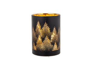 Ledverlichting rond glas Xmas Trees Black and Gold