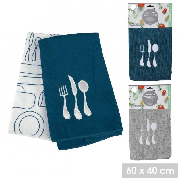 Keukenhanddoeken microvezel 2 stuks