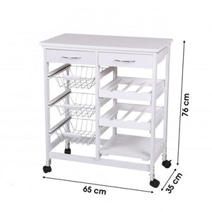 Keuken trolley op wielen wit LAATSTE STUK