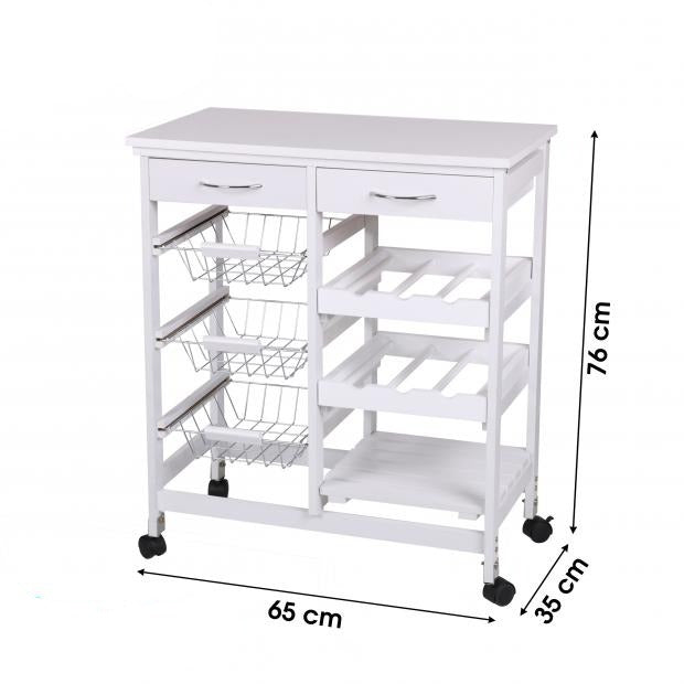 Keuken trolley op wielen wit LAATSTE STUK