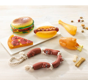 Dieren speelgoed met latex en touw Worst